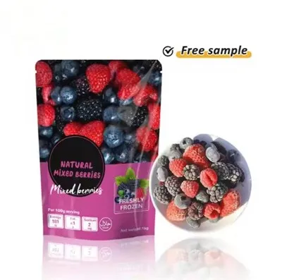 Fermeture éclair refermable personnalisée, sac d'emballage en plastique pour aliments sous vide, mangue, fraise, myrtille, fruits frais surgelés