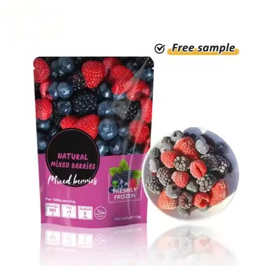 Fermeture éclair refermable personnalisée, sac d'emballage en plastique pour aliments sous vide, mangue, fraise, myrtille, fruits frais surgelés
