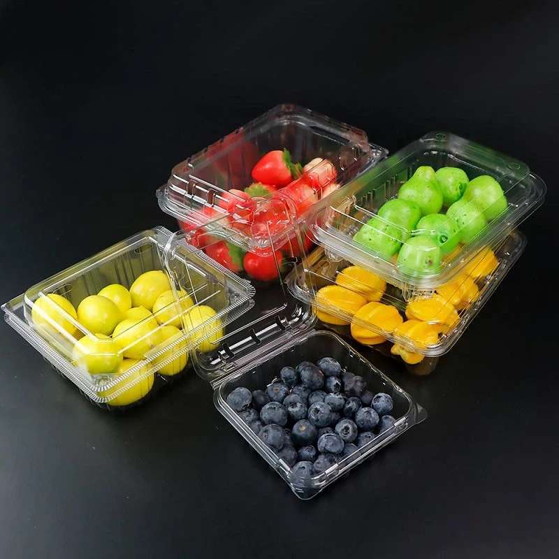 Boîte de fruits d'emballage à clapet en plastique transparent